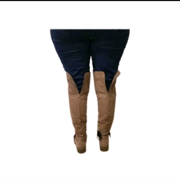 Womens Suede Knee High Boots Taupe Size 8 & 7.5  M warm fabric inside - Picture 2 of 11